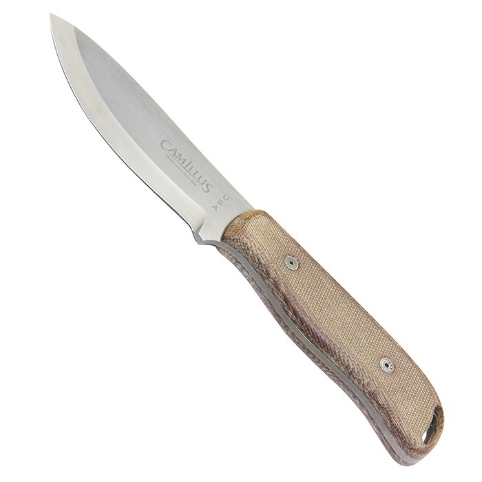  Camillus 8.5 Bushcrafter Fixed Blade Knife with Leather Sheath