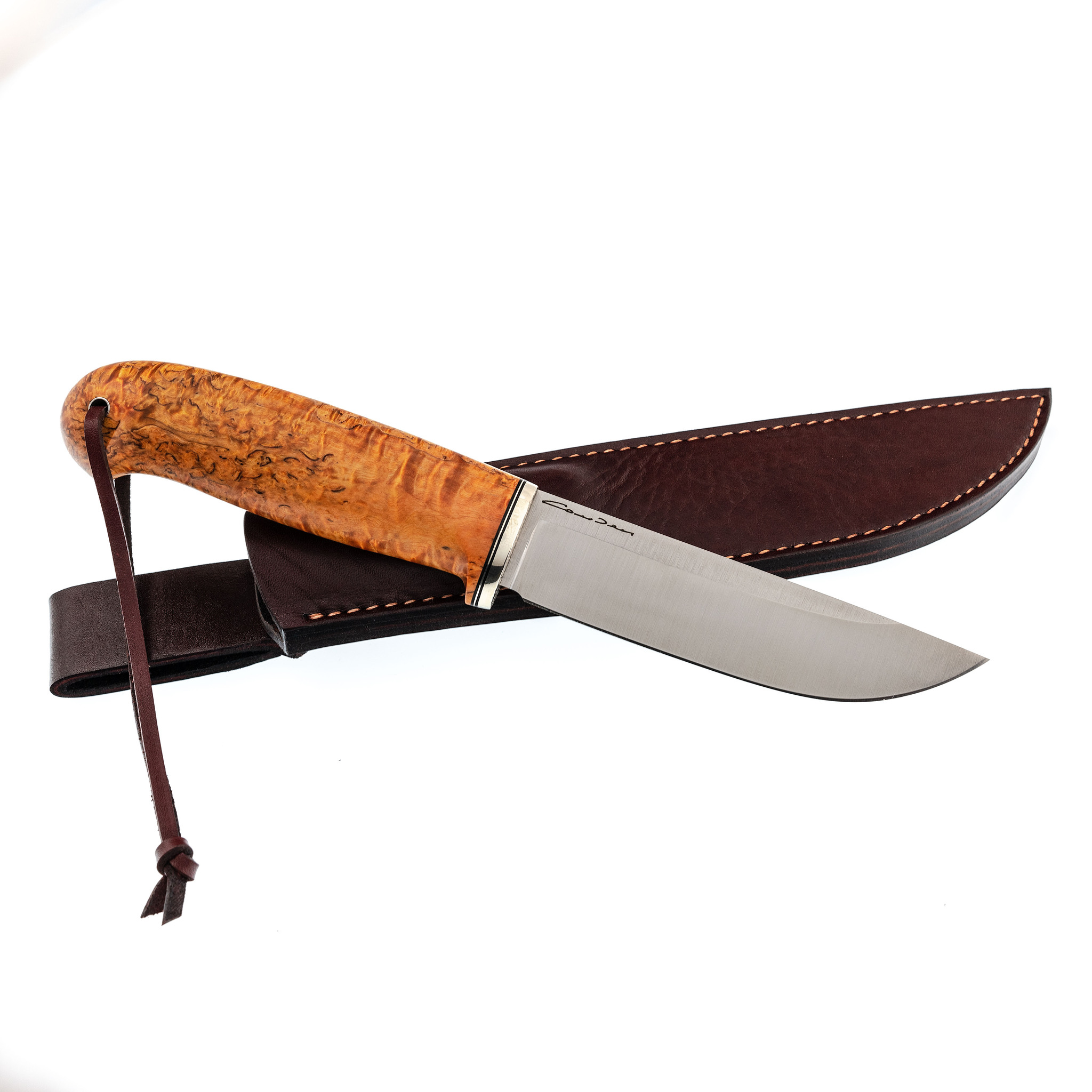 Нож Шмель, сталь D2, рукоять карельская береза, с точилкой - фото 4