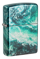 Фото Зажигалка ZIPPO Rogue Wave с покрытием 540 Tumbled Chrome, латунь/сталь, бирюзовая