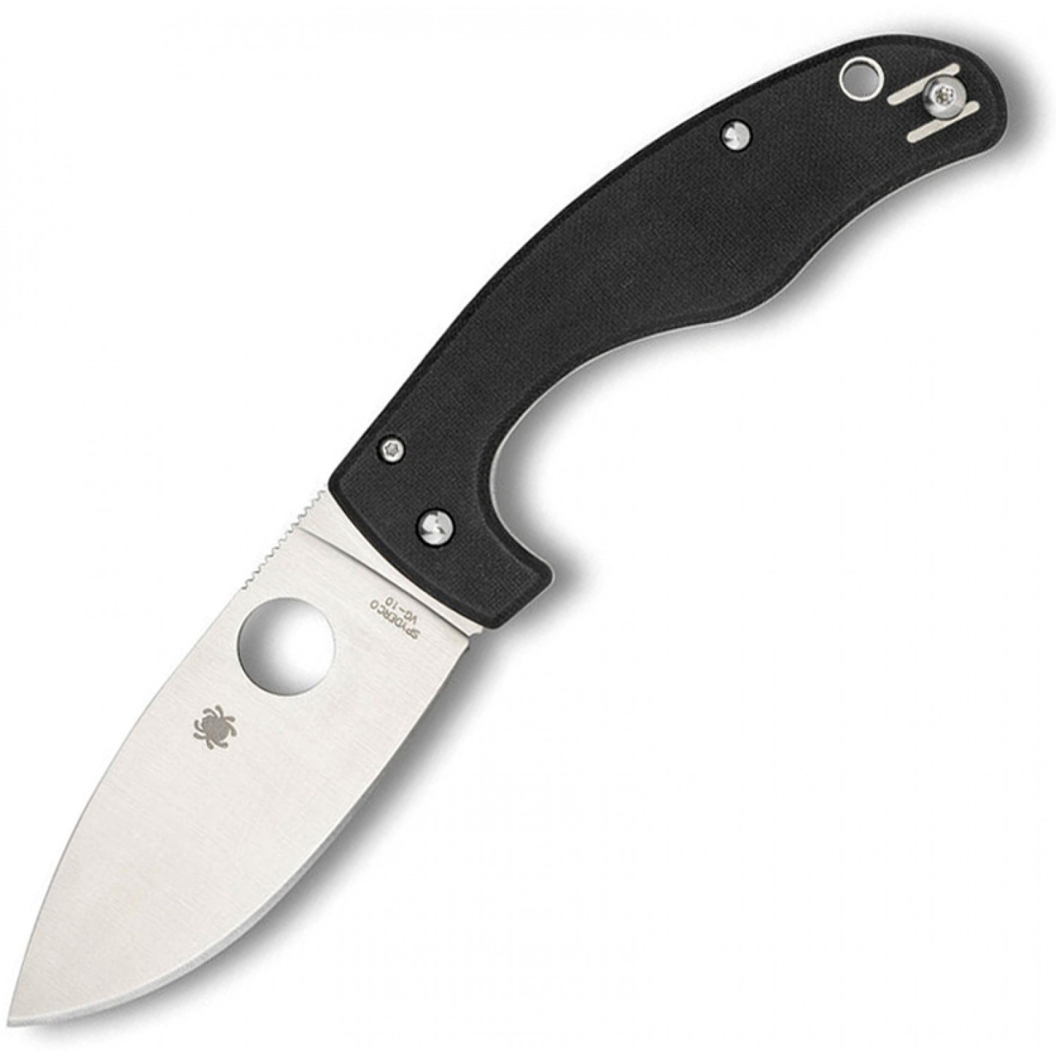 фото Нож складной junior - spyderco 150gp, сталь vg-10 satin plain, рукоять стеклотекстолит g10, чёрный