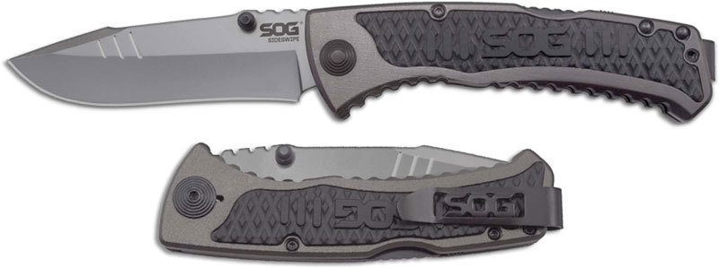 Складной нож Sideswipe - SOG SW1011 8,6 см, сталь 7Cr15, рукоять анодир. алюминий серый