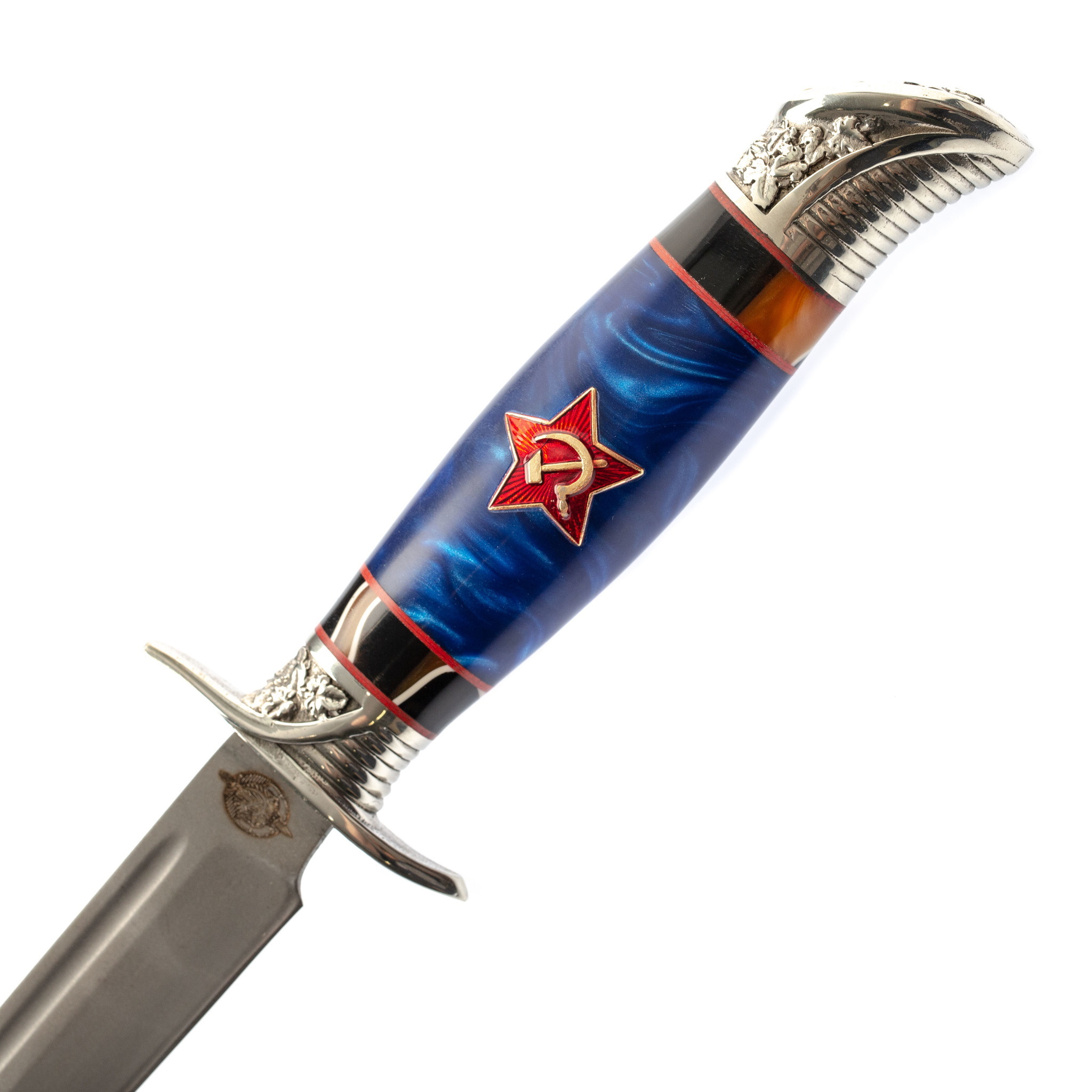 Нож Финка НКВД со звездой, сталь D2, стабилизированная карельская береза - фото 5