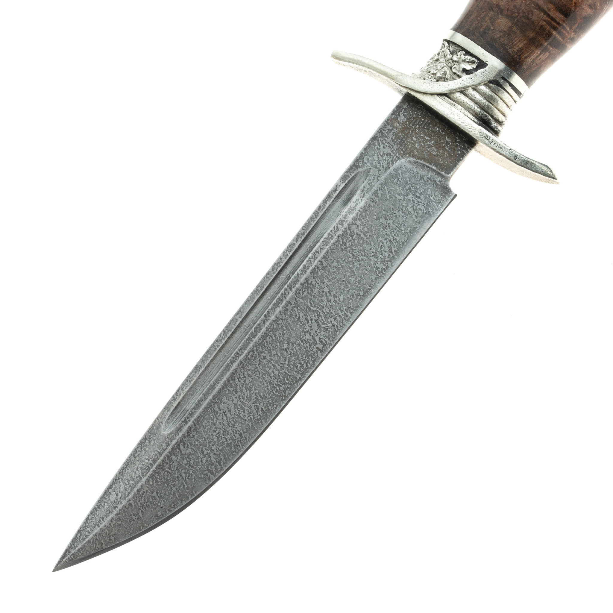 Нож Финка НКВД, сталь булат, стабилизированная коричневая карельская береза - фото 2