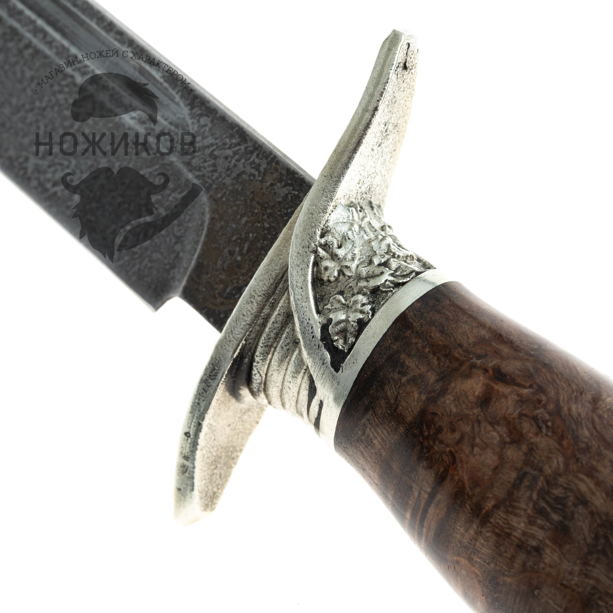 Нож Финка НКВД, сталь булат, стабилизированная коричневая карельская береза - фото 6