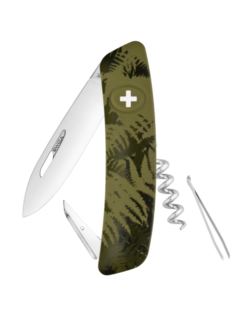 Швейцарский нож SWIZA C01 Camouflage, сталь 440, 95 мм, 6 функций, хаки