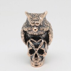 Фото Бусина для темляка Сова с черепом, бронза