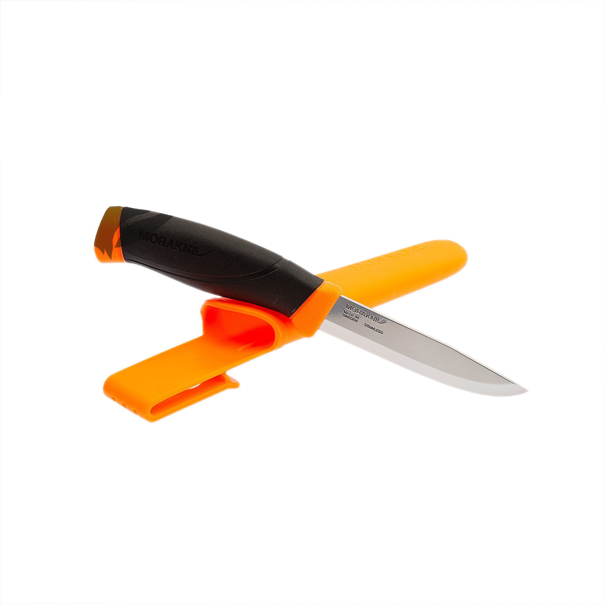 Нож с фиксированным лезвием Morakniv Companion Orange, сталь Sandvik 12C27, рукоять резина/пластик, оранжевый - фото 2