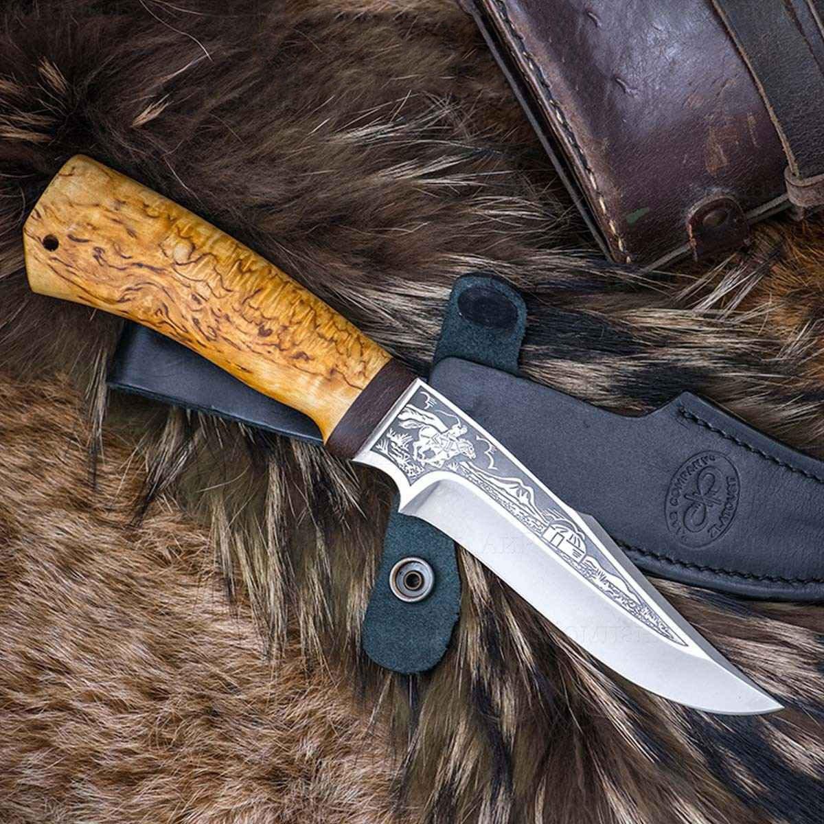 Нож АиР Хазар, сталь ЭП-766, рукоять карельская береза топорик кухонный для рубки мяса samura bamboo sba 0040 сталь aus 8 рукоять сталь 180 мм