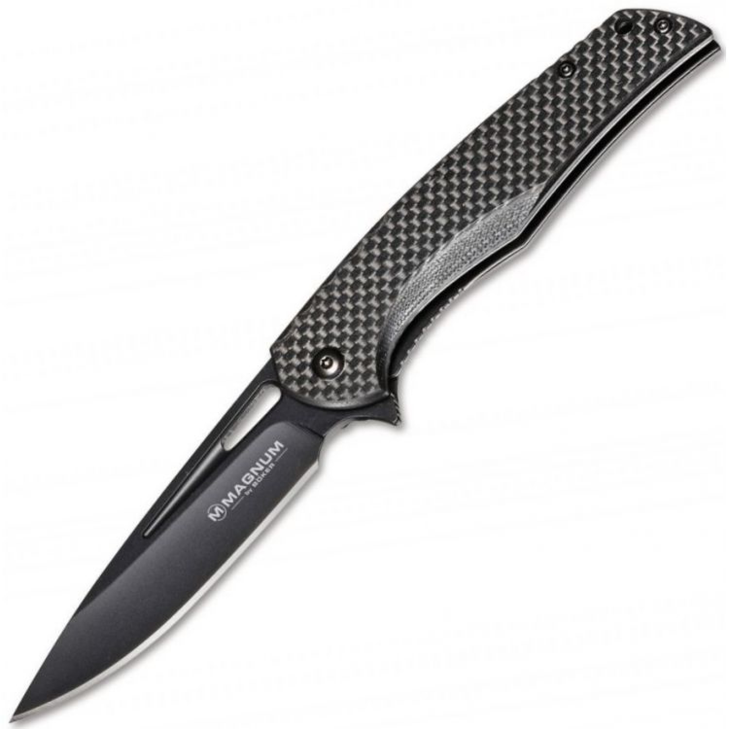 Нож складной Magnum Black Carbon - Boker 01RY703, сталь 440A EDP Plain, рукоять карбон, чёрный