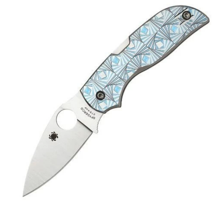 Нож складной Chaparral 3 - Spyderco C152STIBLP, сталь CTS-XHP Satin Plain, рукоять титан с узором, синий - фото 1