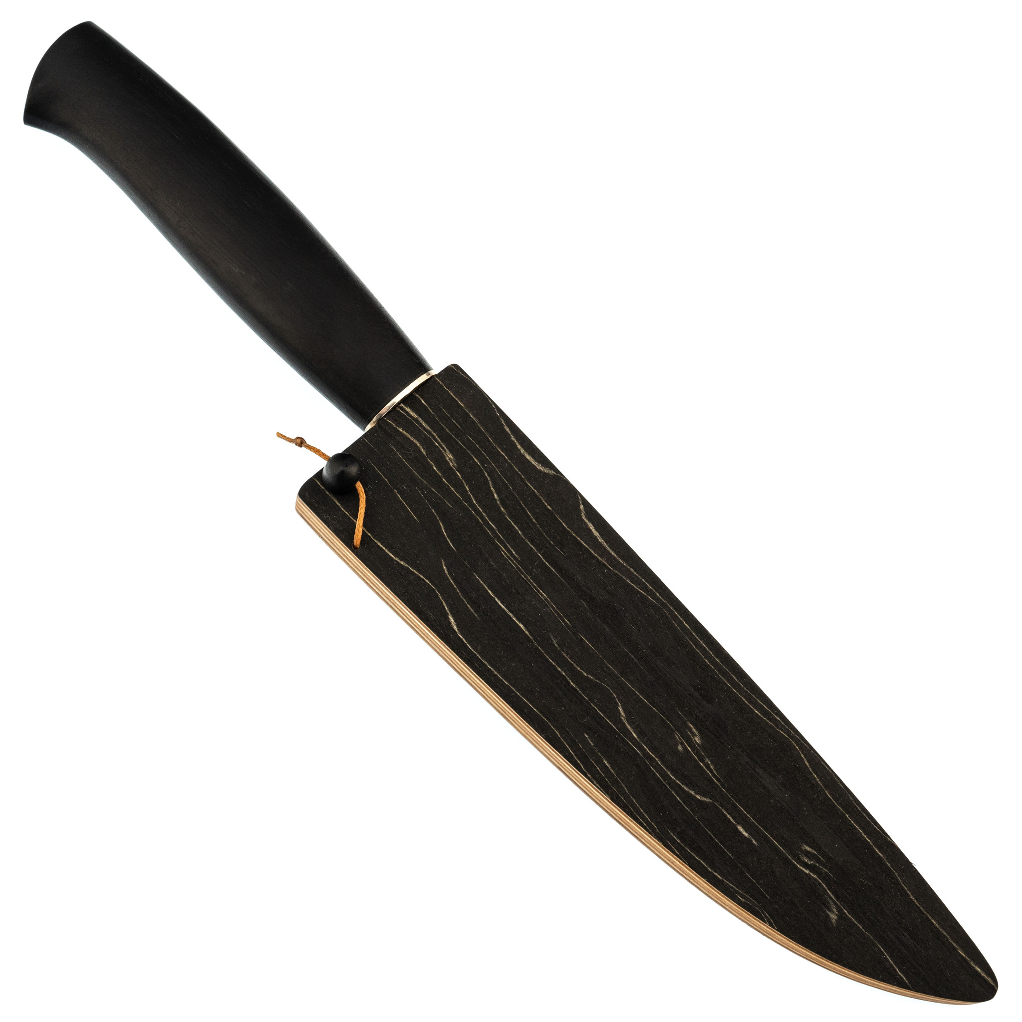 Нож Кухонный №21, сталь 110х18, черный граб, ножна-березовый ламинат - фото 5
