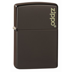 Фото Зажигалка ZIPPO Logo Classic с покрытием Brown Matte, латунь/сталь, коричневая, матовая, 36x12x56 мм