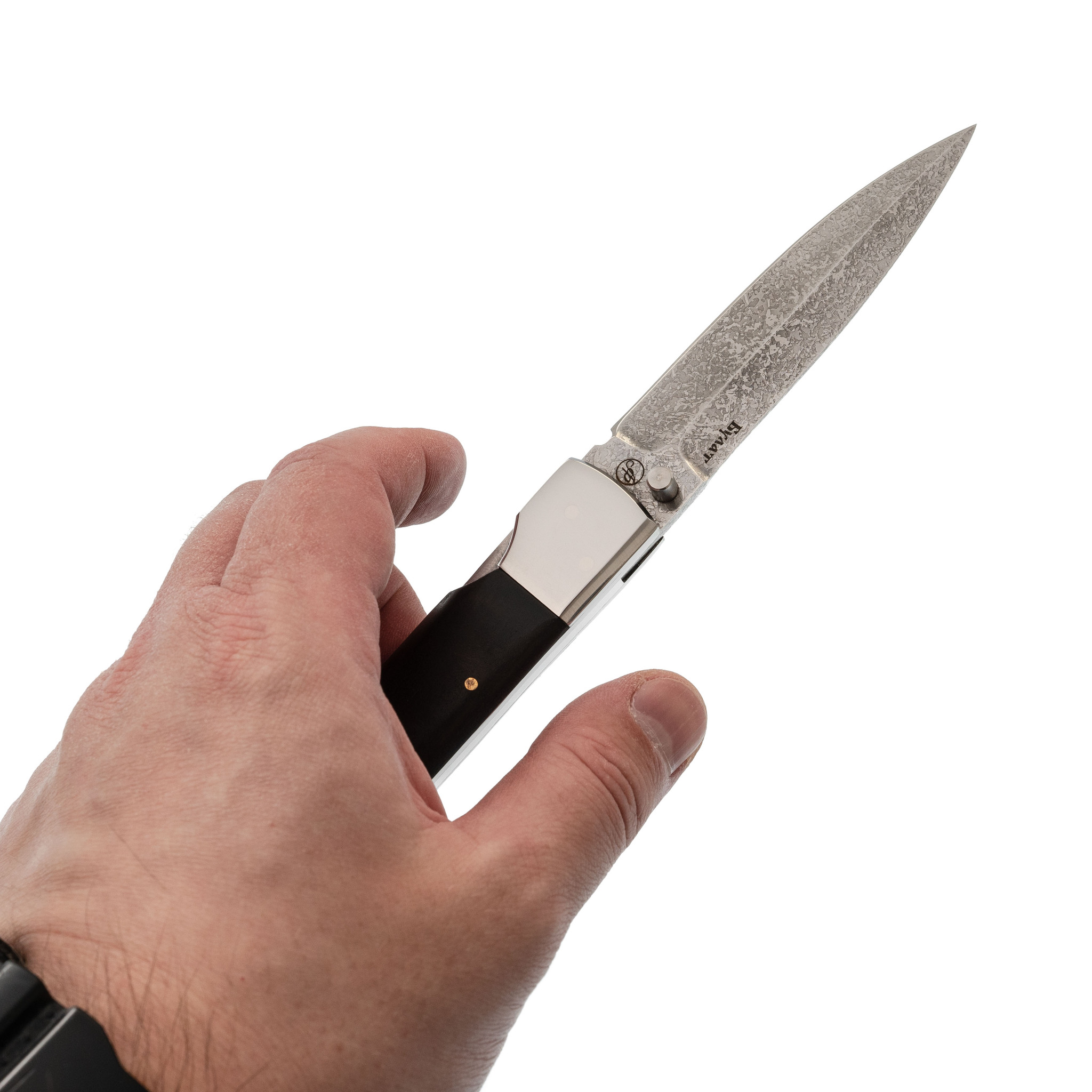 фото Нож складной щука, литой булат баранова, граб ножи фурсач