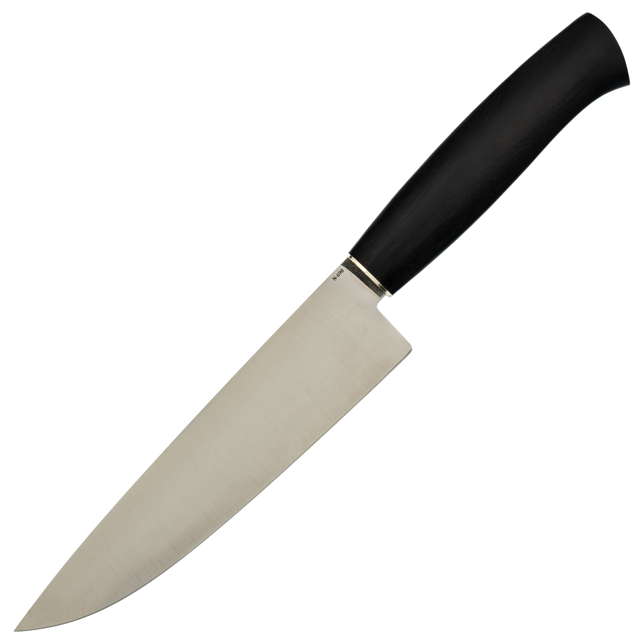 Нож Кухонный №21, сталь 110х18, черный граб, ножна-березовый ламинат - фото 1