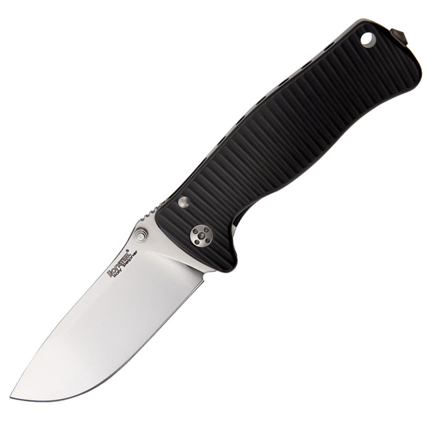 Нож складной LionSteel SR2A BS Mini, сталь Uddeholm Sleipner® Satin Finish, рукоять алюминий (Solid®), чёрный