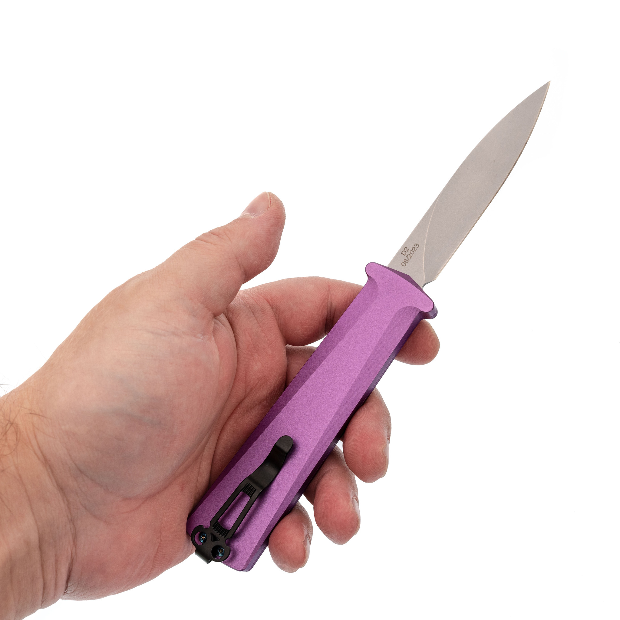 Автоматический нож Daggerr Кощей Slim Purple, сталь D2, рукоять алюминий - фото 8
