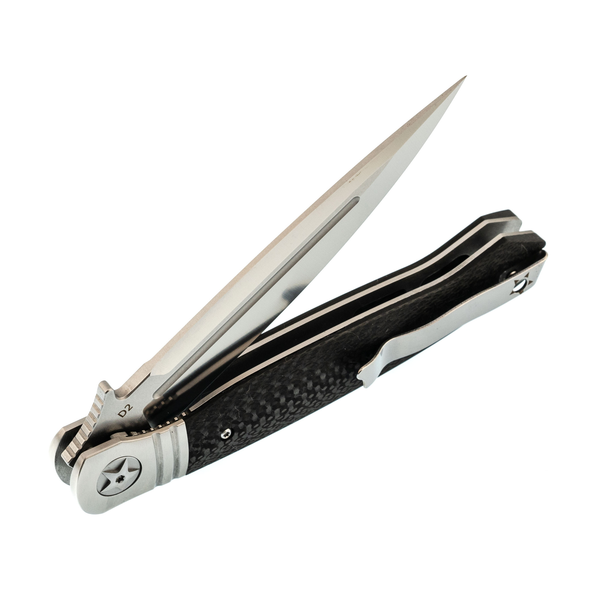 Складной нож НКВД 3-2, сталь D2, рукоять carbon fiber - фото 5