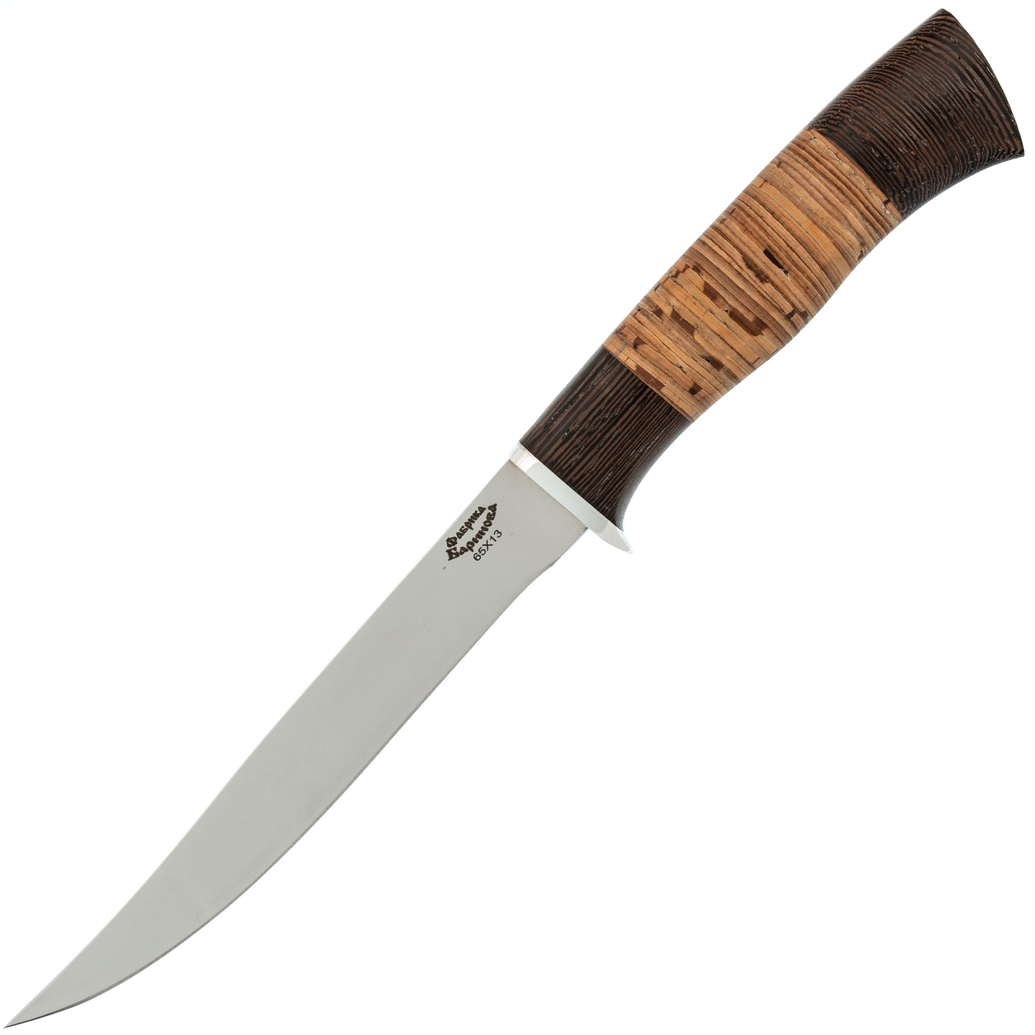 Нож Пескарь, сталь 65х13, рукоять береста/венге