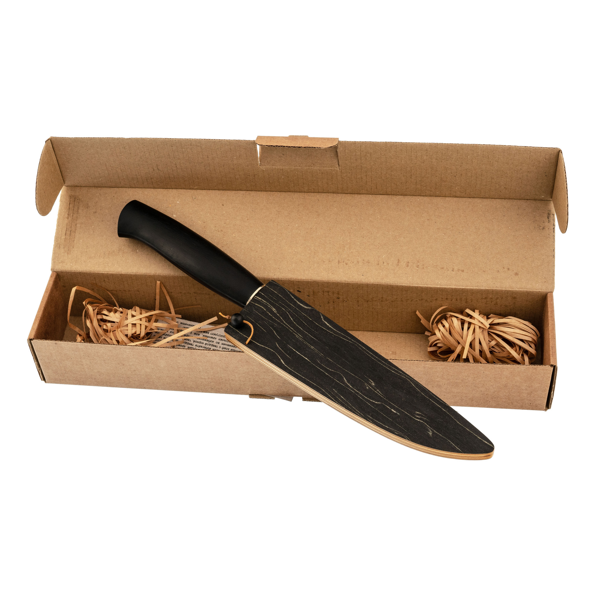 Нож Кухонный №21, сталь 110х18, черный граб, ножна-березовый ламинат - фото 7