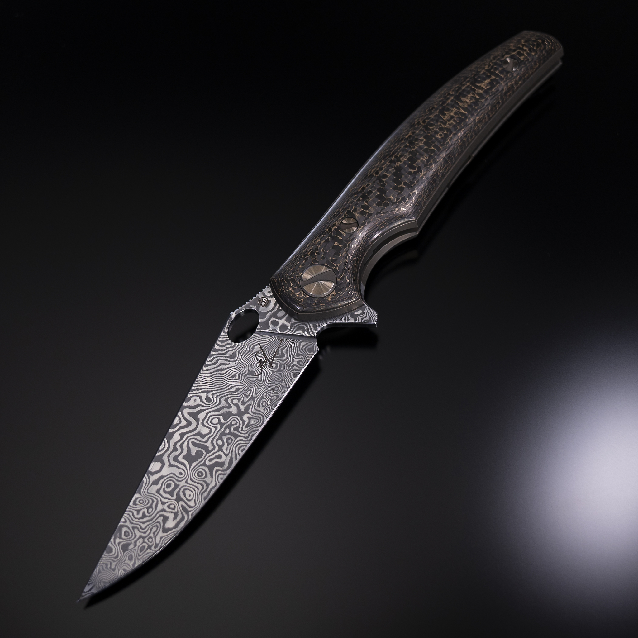 Складной нож Ворон 11, сталь ZDI-1016, рукоять титан/карбон