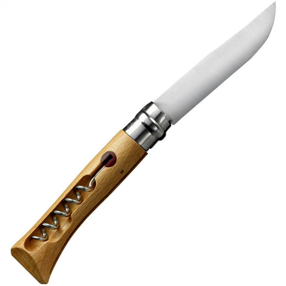 Складной Нож Opinel Stainless steel №10, нержавеющая сталь Sandvik 12C27, бук, 001410, со штопором - фото 5