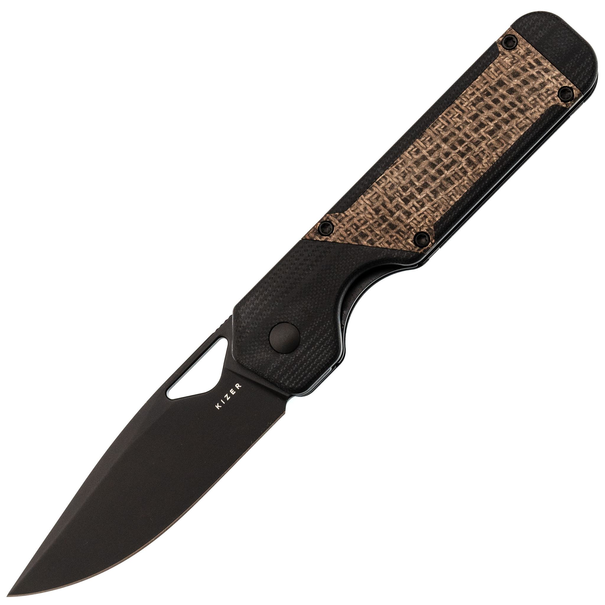 

Складной нож Kizer Militaw black сталь Nitro-V, рукоять Black G10/Brown Micarta