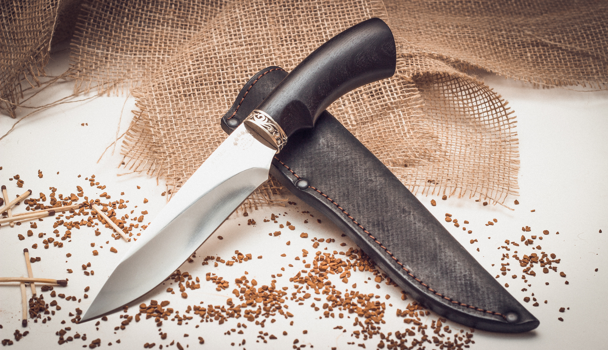 Нож Акула, кованый Х12МФ,  черный граб - фото 1