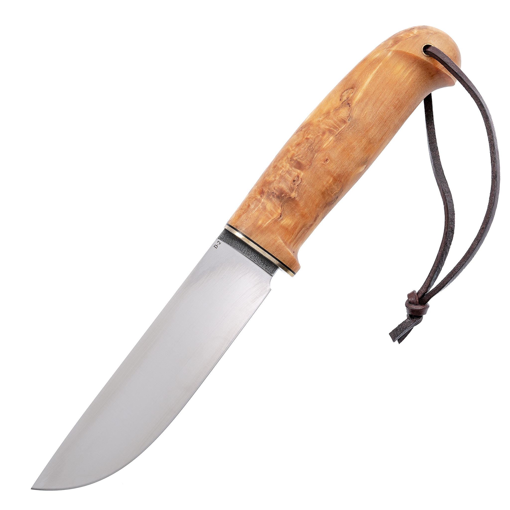 Нож Шмель, сталь D2 с насечкой, карельская береза