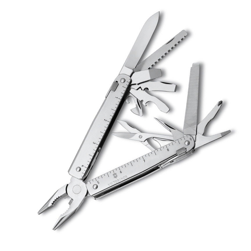 Нож мультитул Victorinox SwissTool, сталь X50CrMoV15, рукоять нержавеющая сталь, серый