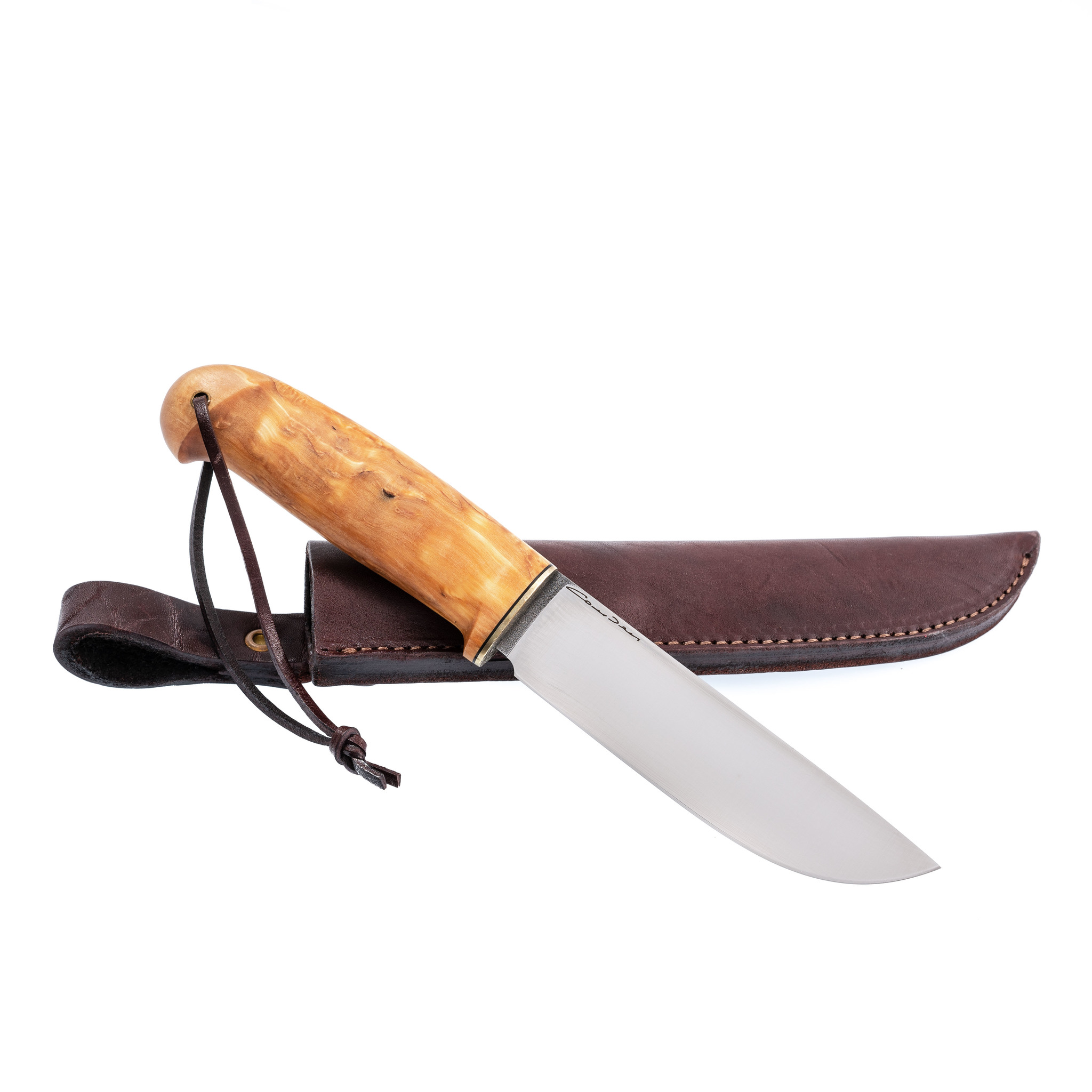 Нож Шмель, сталь D2 с насечкой, карельская береза - фото 5