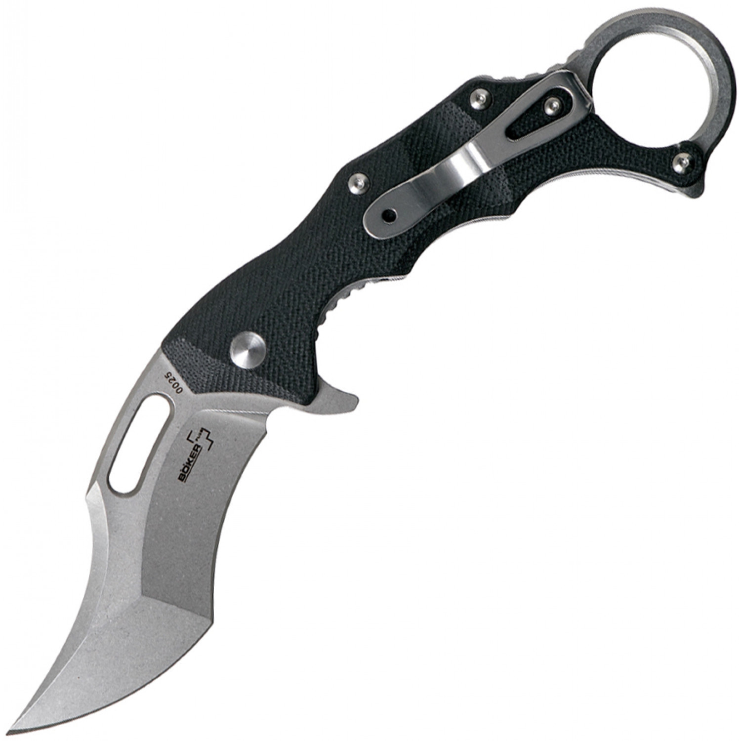 фото Нож складной wildcat xl karambit flipper, лезвие d2 stonewash, рукоять g-10, чёрный, boker plus 01bo755