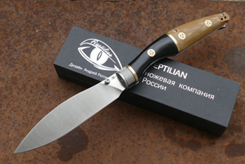 Складной нож Reptilian Трапёр-01 лимитированная версия, сталь D2, рукоять черный G10/коричневая микарта