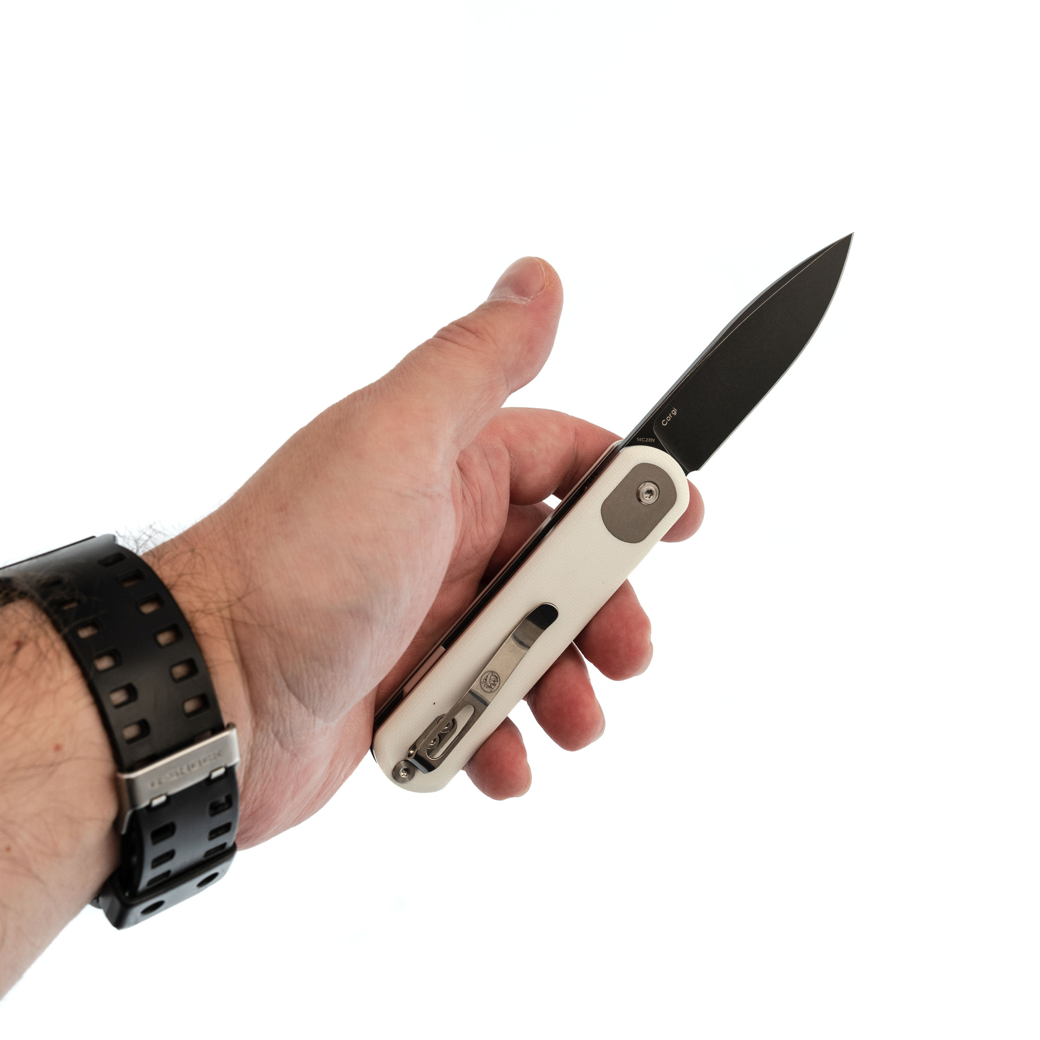 Складной нож Corgi Black Vosteed, сталь 14C28N, рукоять G10, белый - фото 6