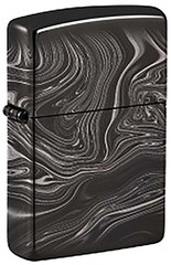Фото Зажигалка ZIPPO Marble Pattern Design с покрытием High Polish Black, латунь/сталь, чёрная