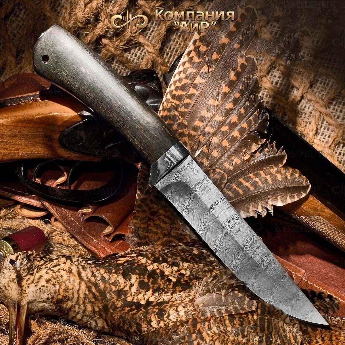 Нож АиР «Лиса», сталь ZD 0803, рукоять граб, алюминий бусина лиса бронза