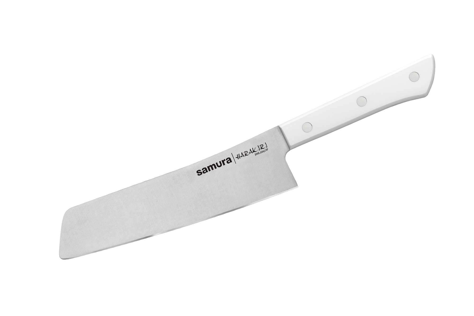 Кухонный нож накири Samura Harakiri 174 мм, сталь AUS-8, рукоять пластик, белый нож кухонный samura harakiri гранд шеф 240 мм коррозие стойкая сталь abs пластик