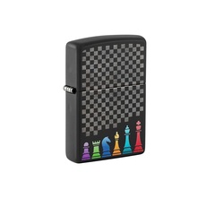 Фото Зажигалка ZIPPO Chess Pieces с покрытием Black Matte, латунь/сталь, черная