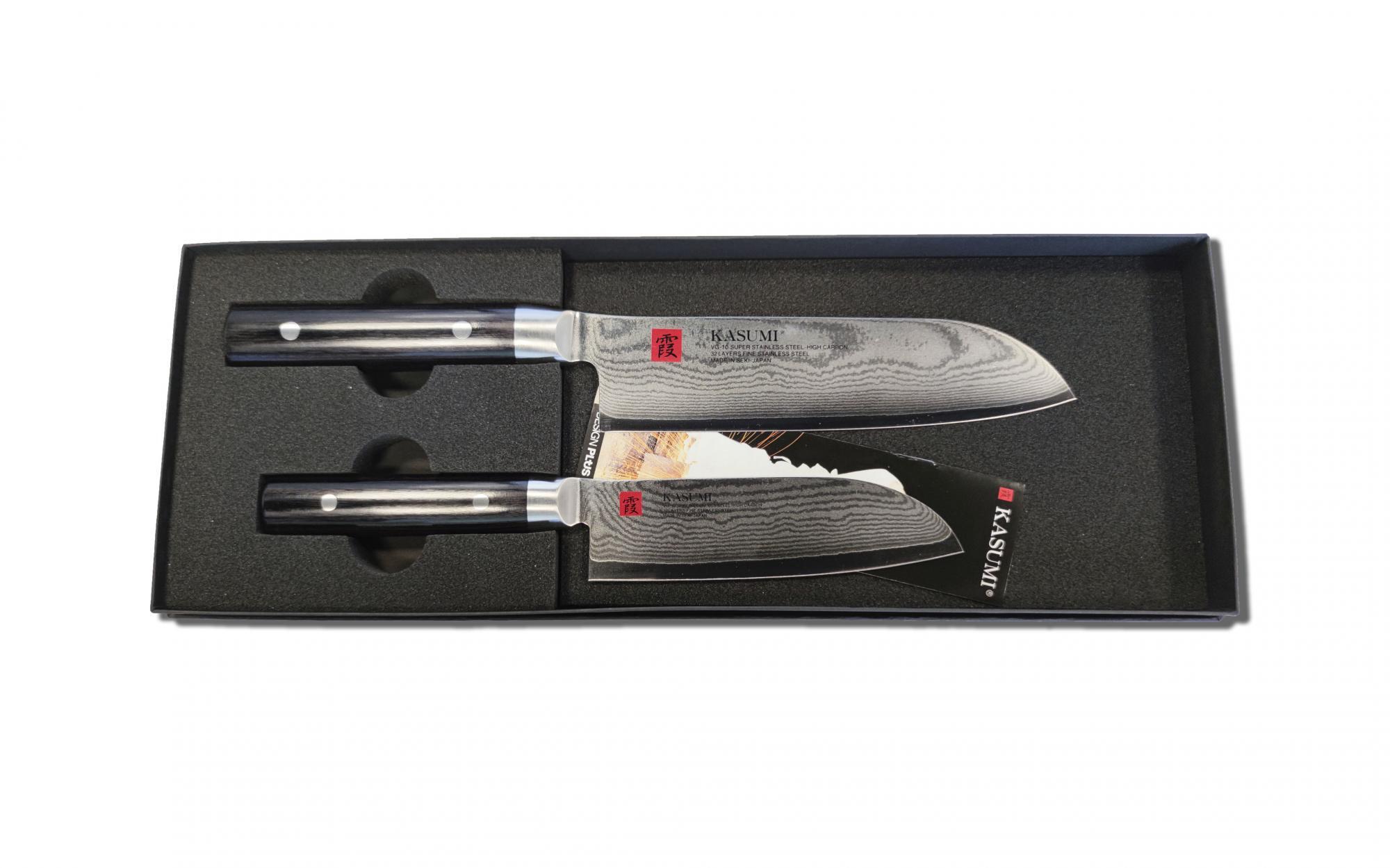 Набор из двух кухонных ножей Kasumi Damascus, сталь VG-10, древесина