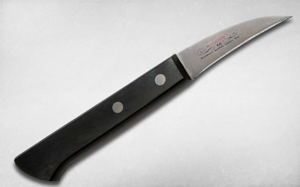 фото Нож кухонный для овощей 60 мм, masahiro, 14000, сталь mbs-26, стабилизированная древесина, чёрный