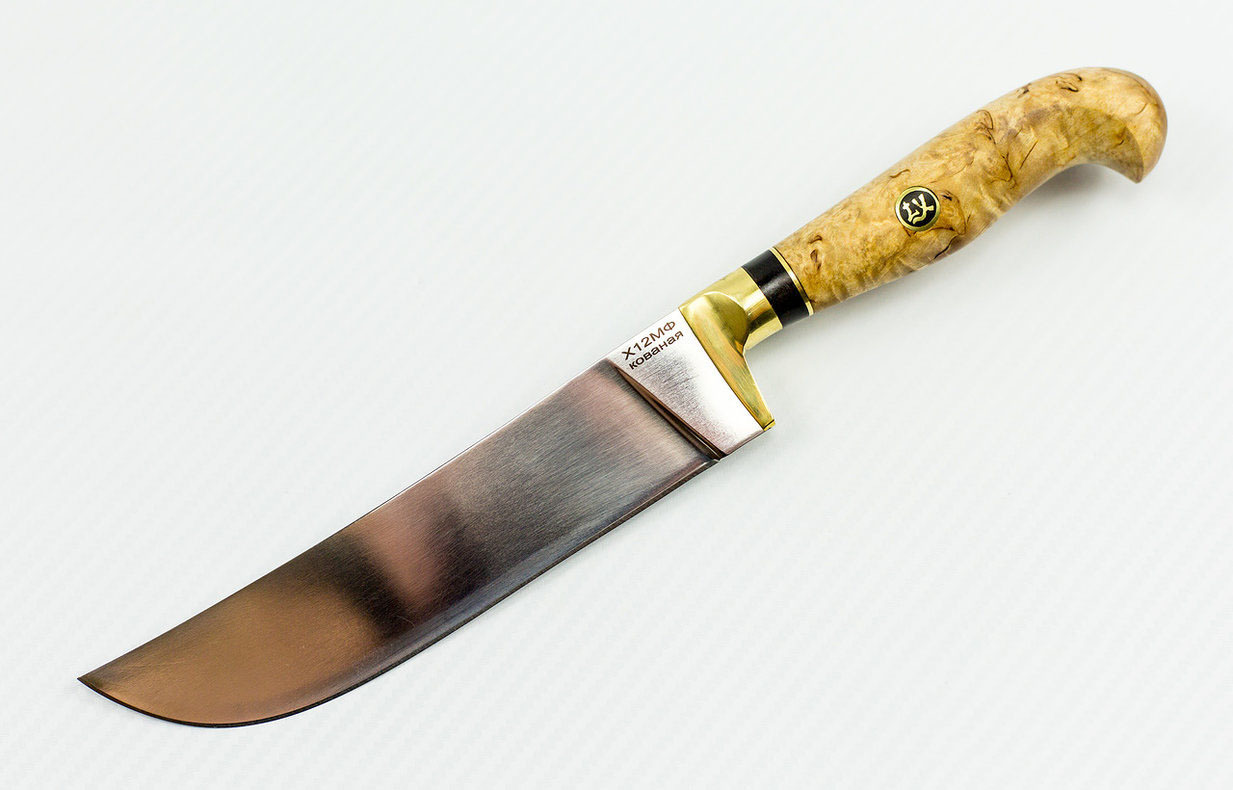 Нож Узбекский, сталь Х12МФ, карельская берёза от Ножиков