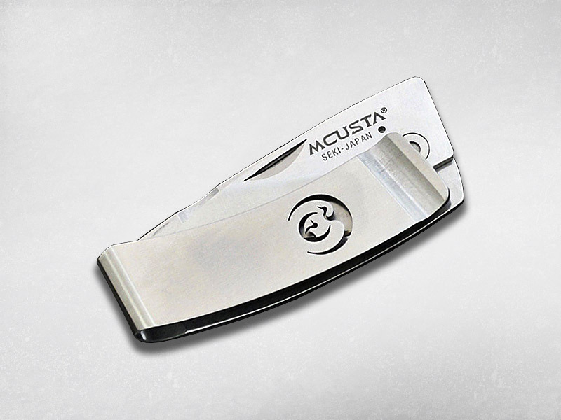 Нож-зажим для купюр складной Mcusta Pocket Clip "Kamon" Crane "Журавль" MC-0083, сталь AUS-8 , рукоять сталь от Ножиков