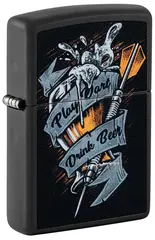 Фото Зажигалка ZIPPO Darts с покрытием Black Matte, латунь/сталь, черная