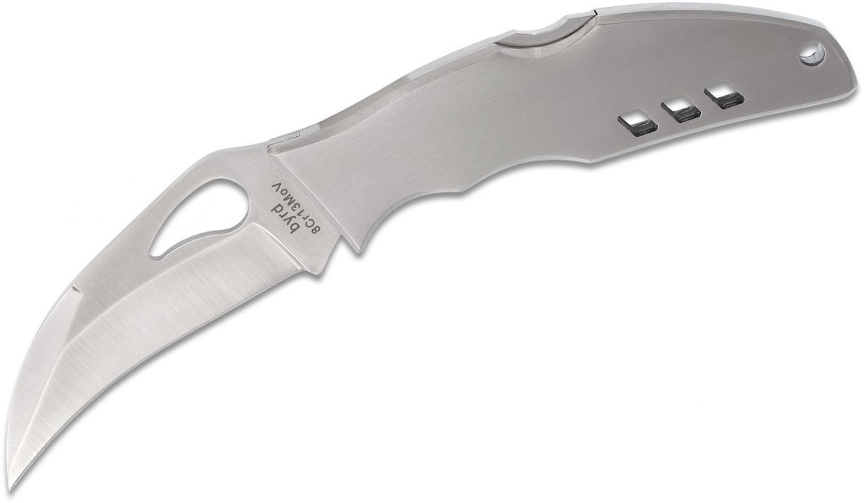 Нож складной CROSSBILL Spyderco BY07P, сталь 8Cr13MOV Satin Plain, рукоять нержавеющая сталь