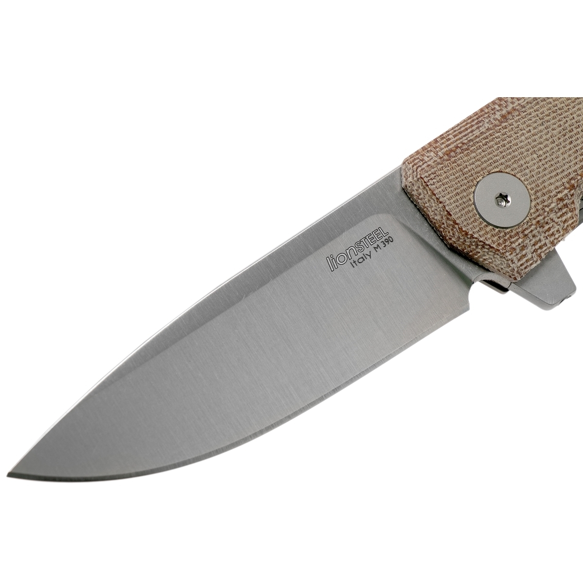 фото Складной нож lionsteel mt01 cvn, сталь m390, рукоять natural canvas micarta lion steel