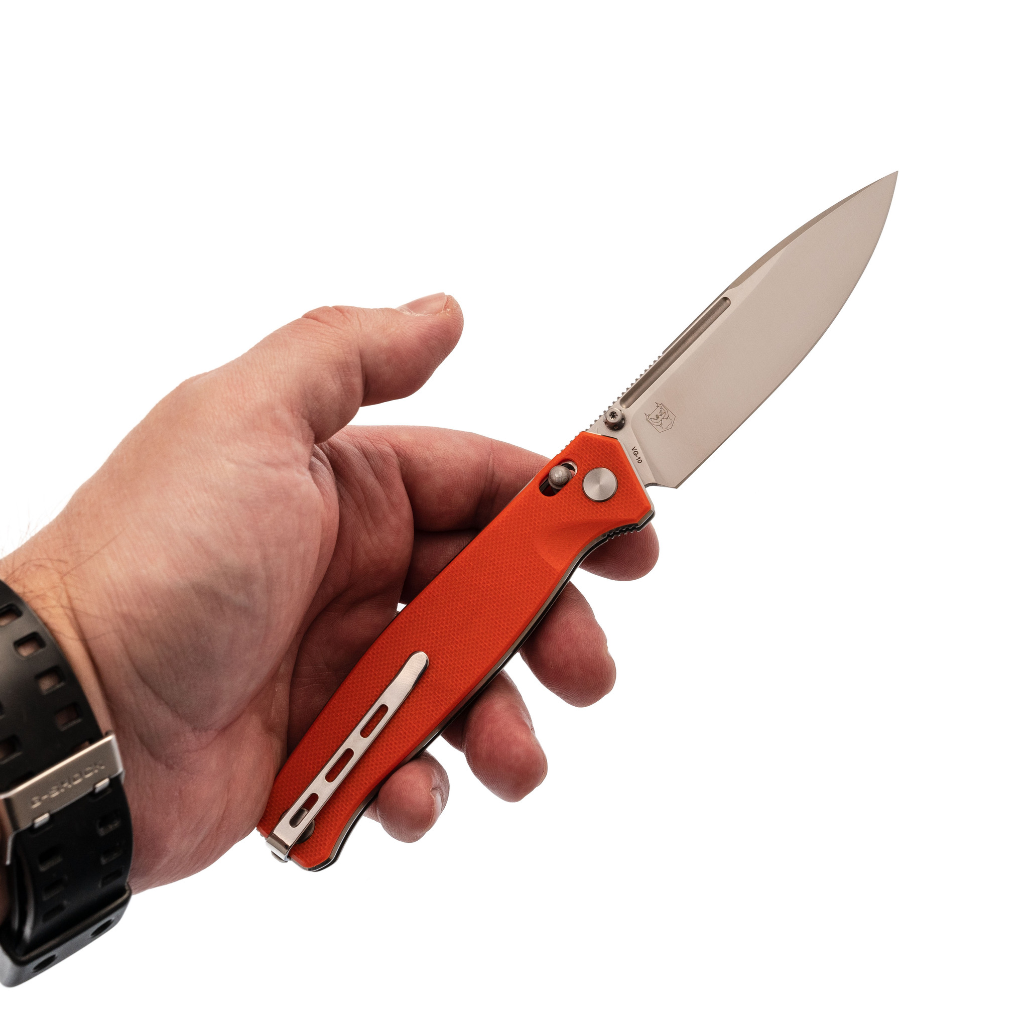 Складной нож Realsteel 7651OS Huginn, сталь VG-10, рукоять G10, оранжевый - фото 6