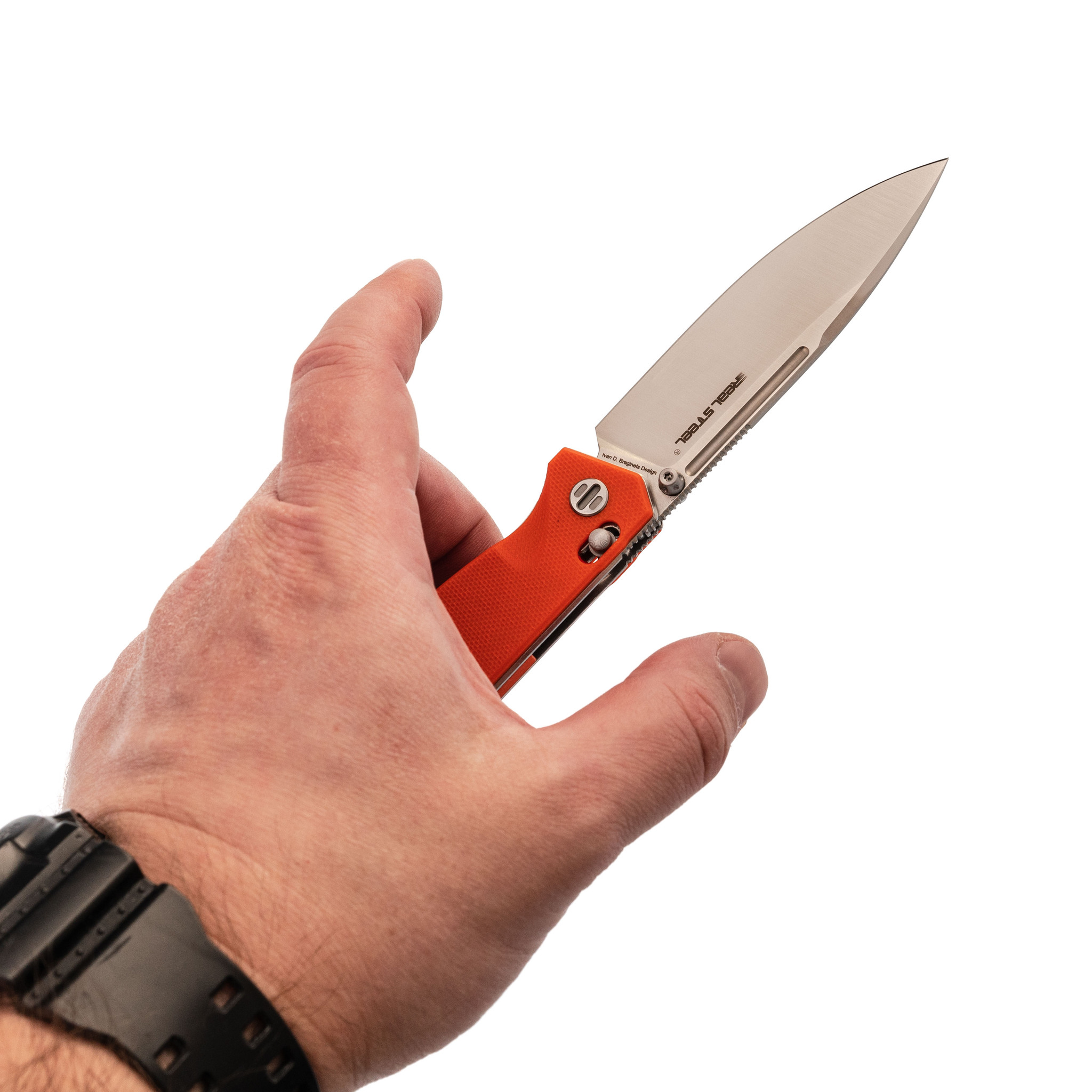 Складной нож Realsteel 7651OS Huginn, сталь VG-10, рукоять G10, оранжевый - фото 7