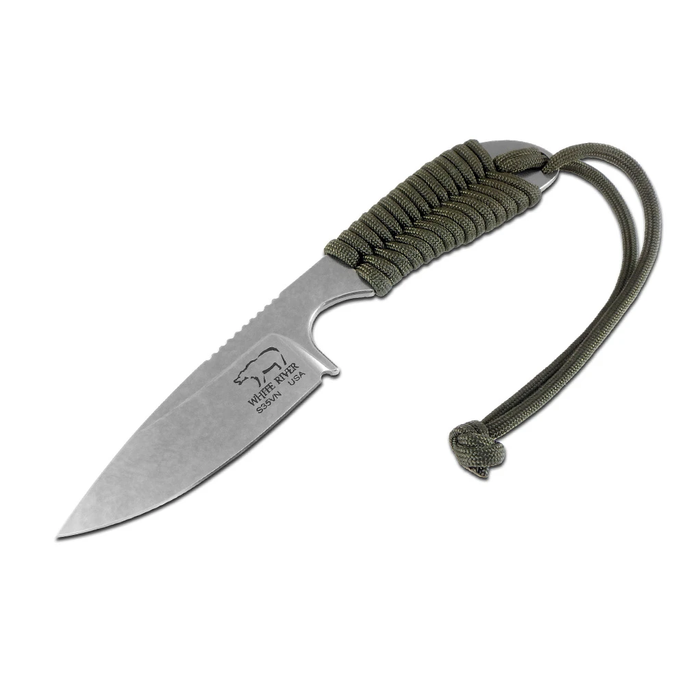 Нож White River M1 Backpacker StoneWash, сталь CPM S35VN, рукоять оливковая оплетка
