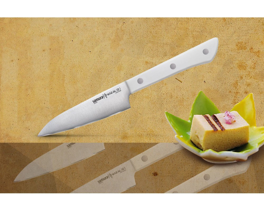 Нож кухонный овощной Samura HARAKIRI (SHR-0011W) 99 мм, сталь AUS-8, рукоять ABS пластик, белый, Samura, Стальные ножи Samura
