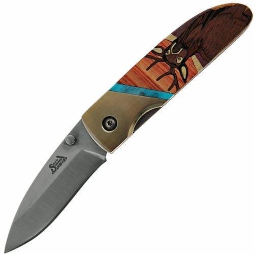 Складной нож Santa Fe Mitsuboshi Cutlery, рукоять наборное дерево со вставками из натуральных камней от Ножиков