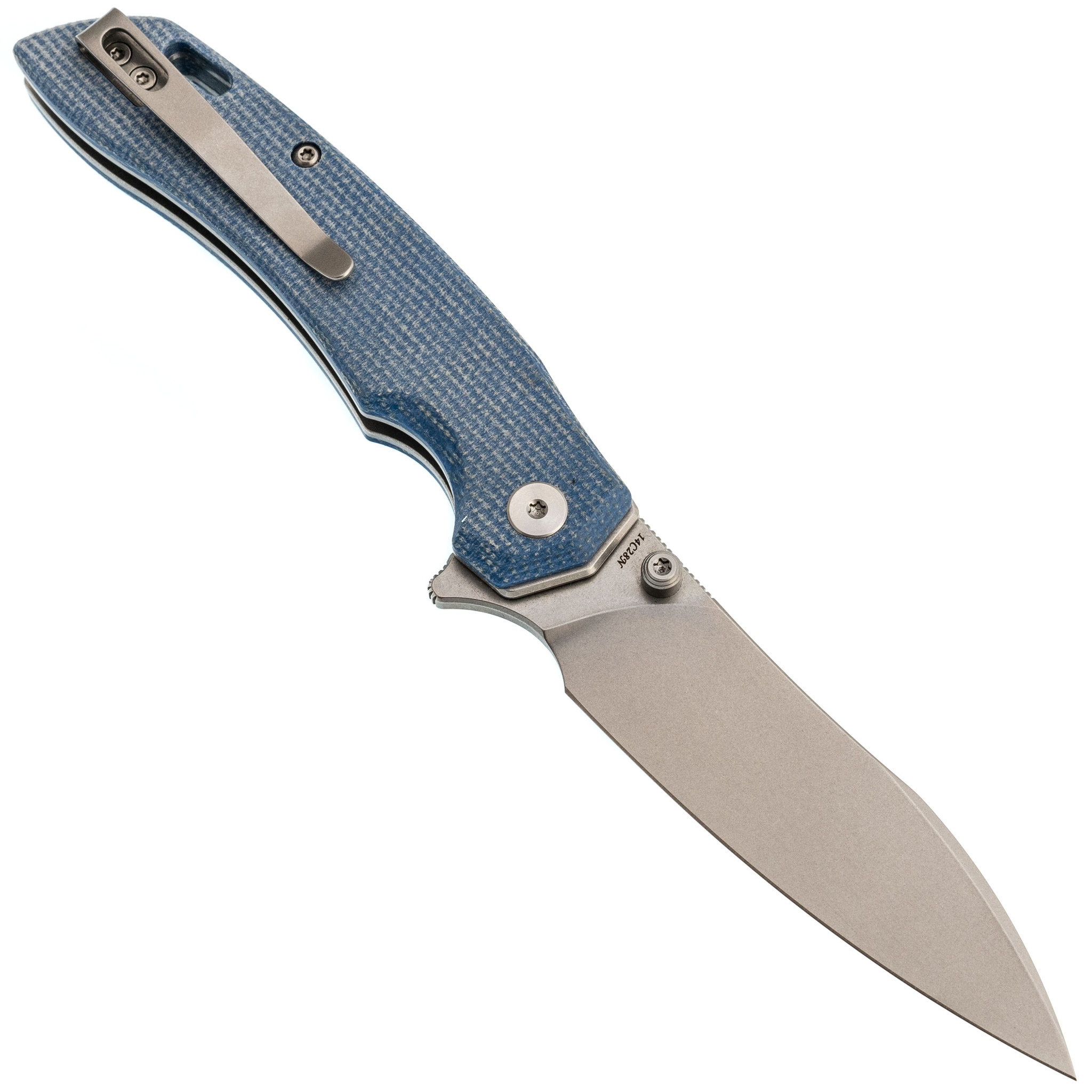 Складной нож Trivisa Aur-04L, сталь 14C28N, рукоять микарта, синий - фото 3